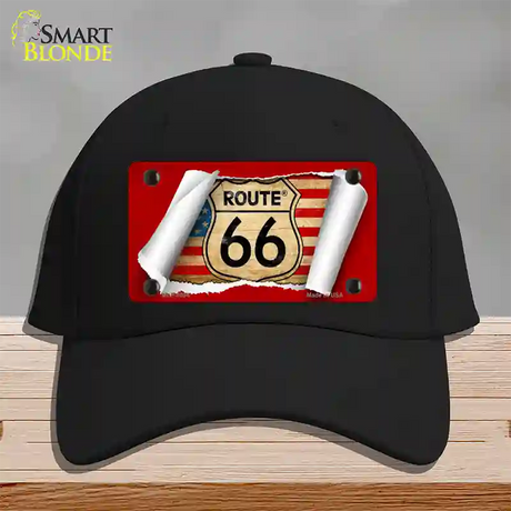 Route 66 Scroll Novelty License Plate Hat Cotton / Black