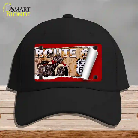 Route 66 Mother Road Scroll Novelty License Plate Hat Cotton / Black