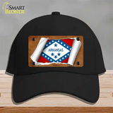 Arkansas Flag Scroll Novelty License Plate Hat Cotton / Black