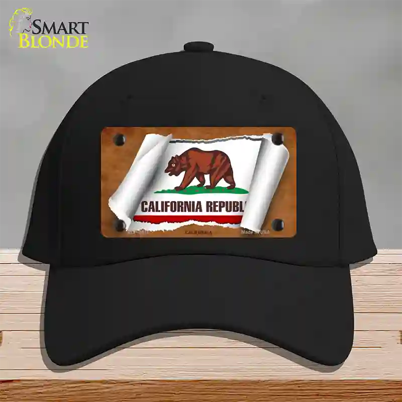 California Flag Scroll Novelty License Plate Hat Cotton / Black