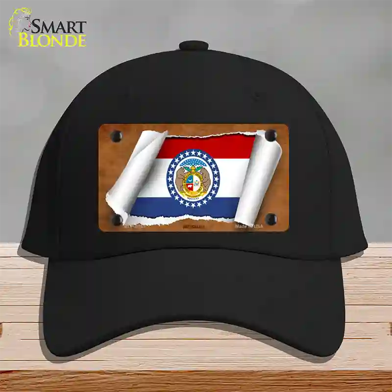 Missouri Flag Scroll Novelty License Plate Hat Cotton / Black