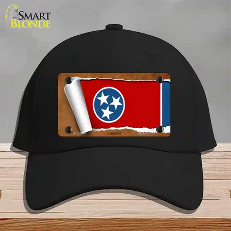 Tennessee Flag Scroll Novelty License Plate Hat Cotton / Black