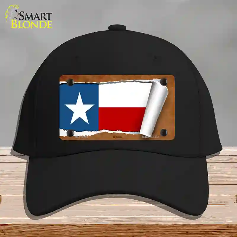 Texas Flag Scroll Novelty License Plate Hat Cotton / Black