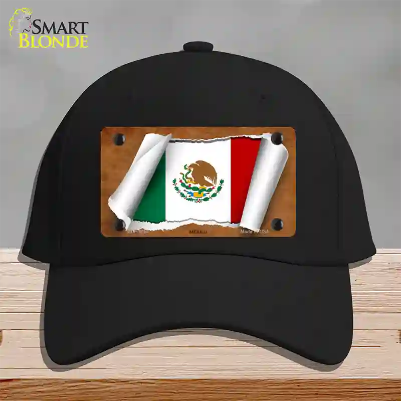 Mexico Flag Scroll Novelty License Plate Hat Cotton / Black