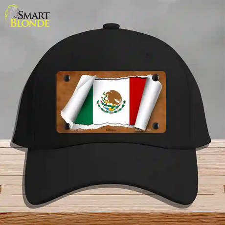 Mexico Flag Scroll Novelty License Plate Hat Cotton / Black