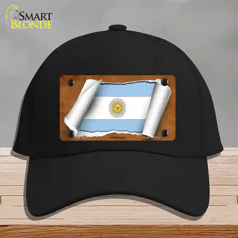 Argentina Flag Scroll Novelty License Plate Hat Cotton / Black