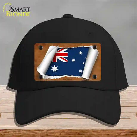 Australia Flag Scroll Novelty License Plate Hat Cotton / Black