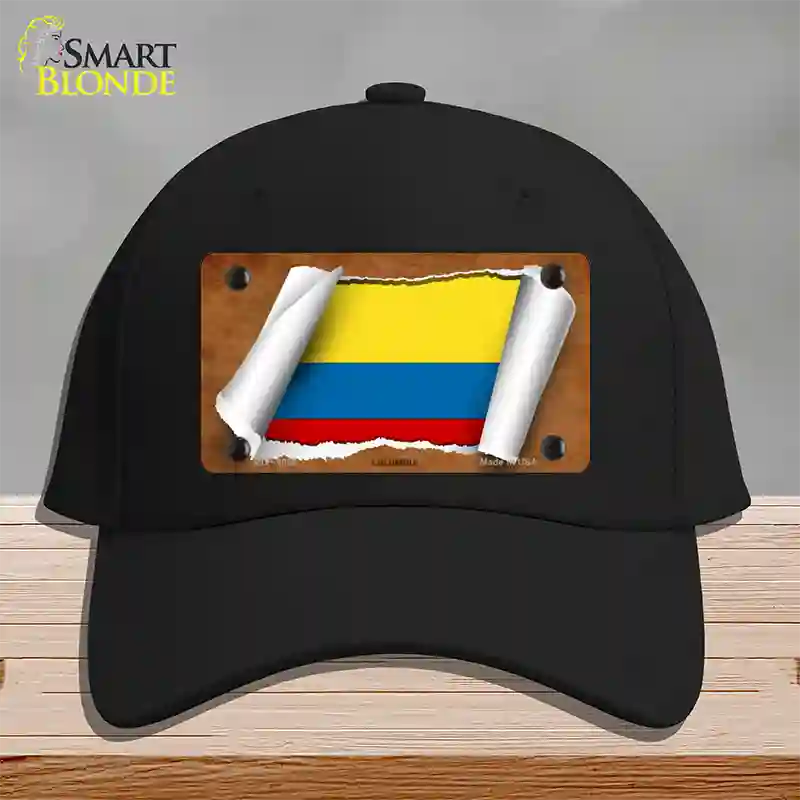 Colombia Flag Scroll Novelty License Plate Hat Cotton / Black