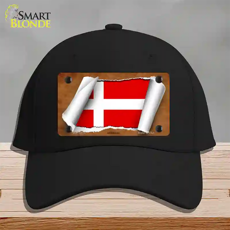 Denmark Flag Scroll Novelty License Plate Hat Cotton / Black