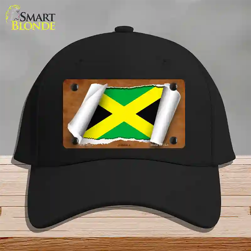 Jamaica Flag Scroll Novelty License Plate Hat Cotton / Black