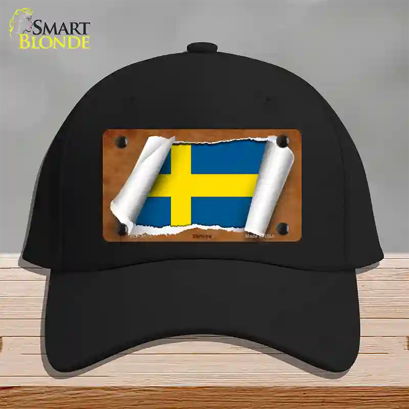 Sweden Flag Scroll Novelty License Plate Hat Cotton / Black