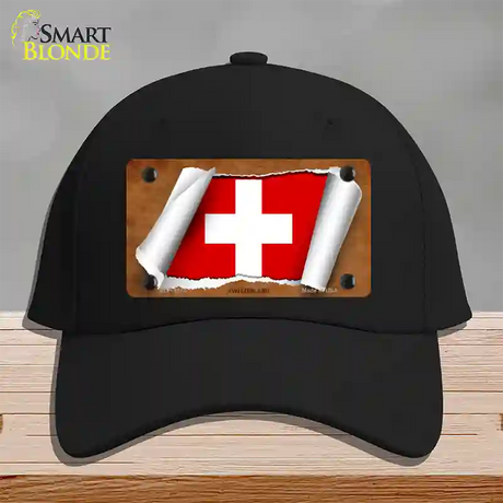 Switzerland Flag Scroll Novelty License Plate Hat Cotton / Black