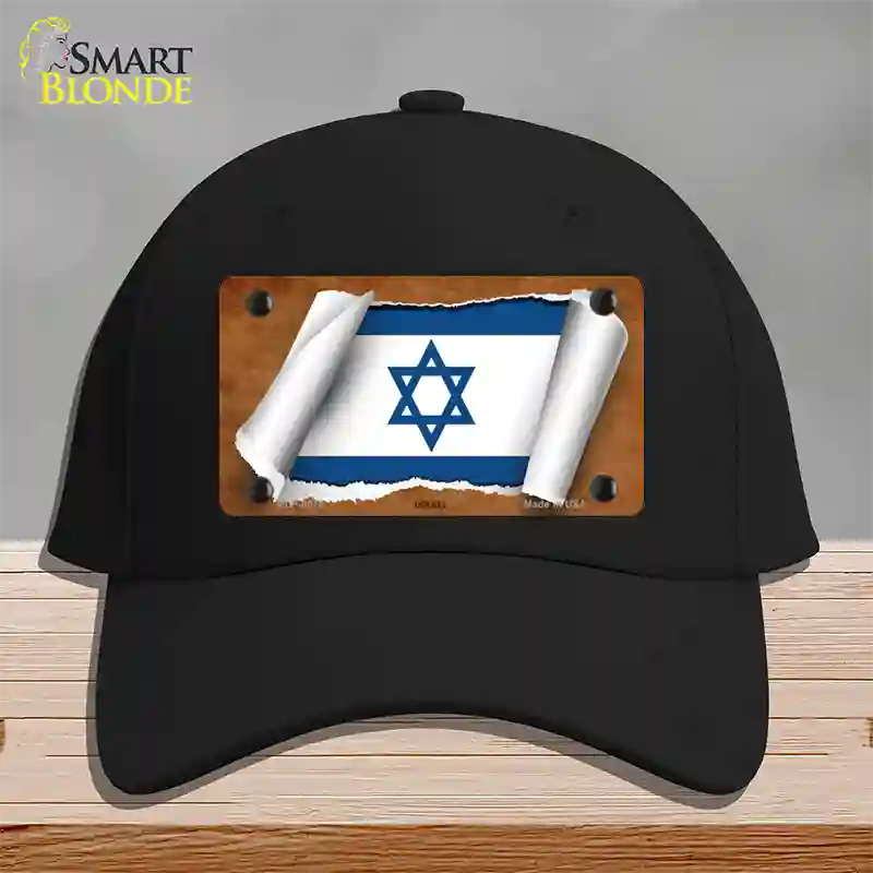 Israel Flag Scroll Novelty License Plate Hat Cotton / Black