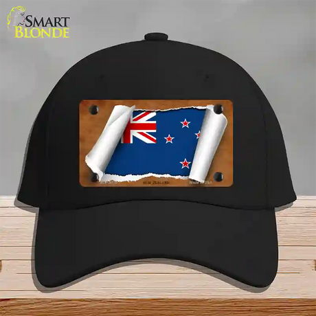 New Zealand Flag Scroll Novelty License Plate Hat Cotton / Black