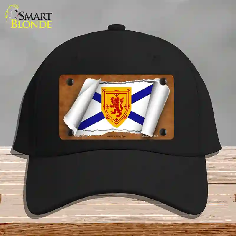 Nova Scotia Flag Scroll Novelty License Plate Hat Cotton / Black