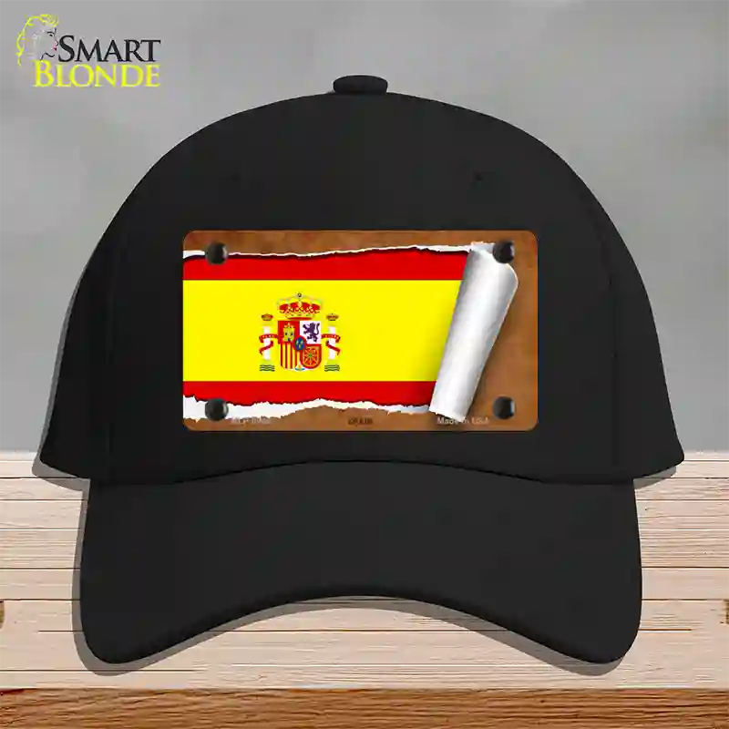 Spain Flag Scroll Novelty License Plate Hat Cotton / Black