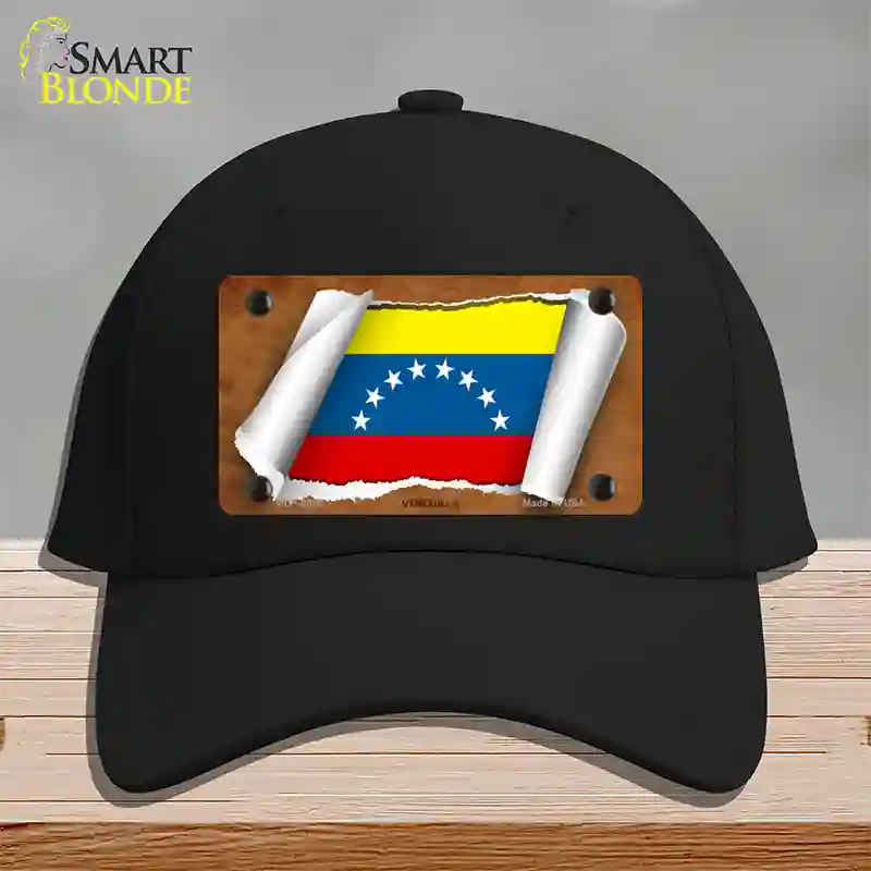 Venezuela Flag Scroll Novelty License Plate Hat Cotton / Black