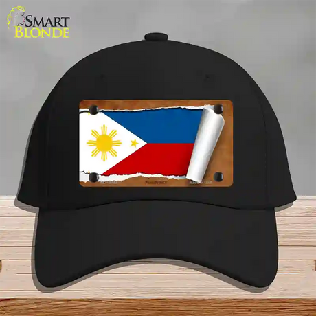 Philippines Flag Scroll Novelty License Plate Hat Cotton / Black