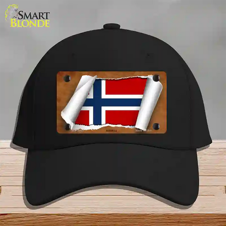 Norway Flag Scroll Novelty License Plate Hat Cotton / Black