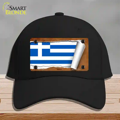 Greece Flag Scroll Novelty License Plate Hat Cotton / Black