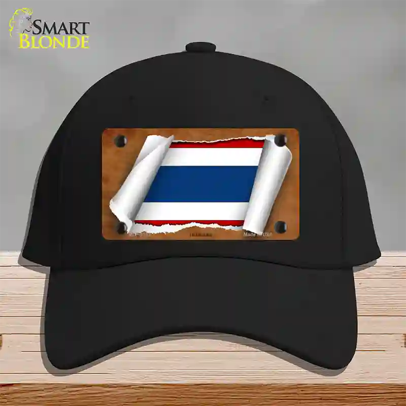 Thailand Flag Scroll Novelty License Plate Hat Cotton / Black