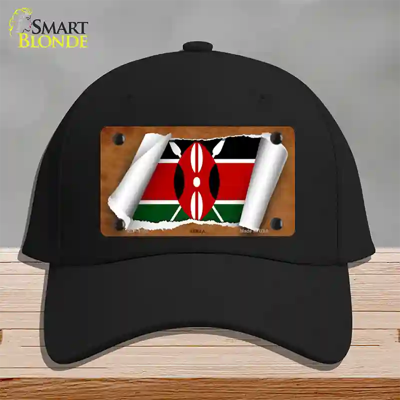 Kenya Flag Scroll Novelty License Plate Hat Cotton / Black