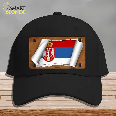 Serbia/Eagle Flag Scroll Novelty License Plate Hat Cotton / Black