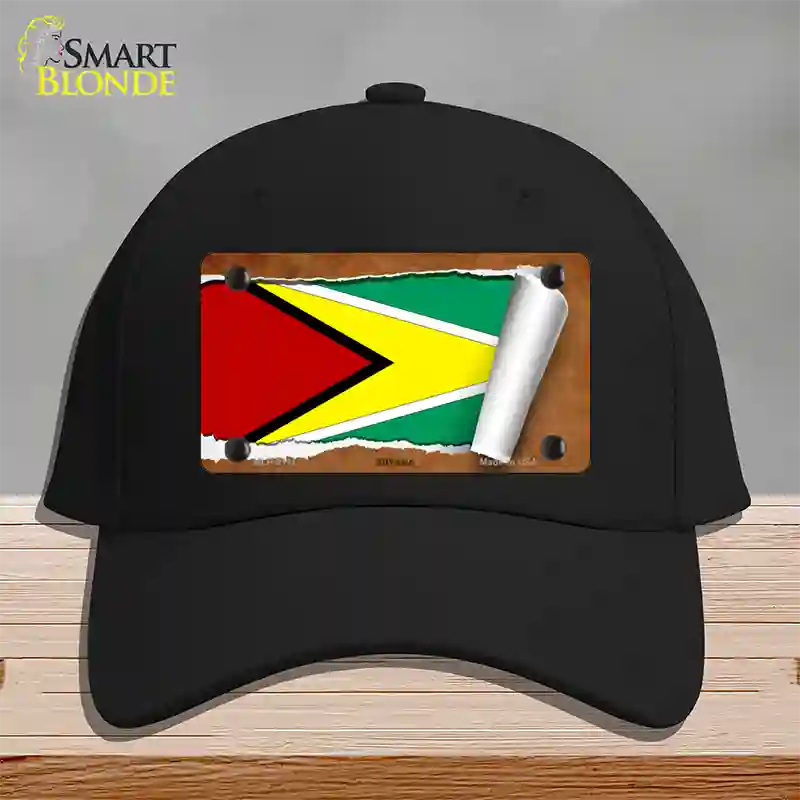 Guyana Flag Scroll Novelty License Plate Hat Cotton / Black