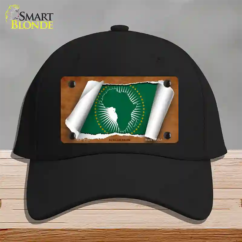 African Union Flag Scroll Novelty License Plate Hat Cotton / Black