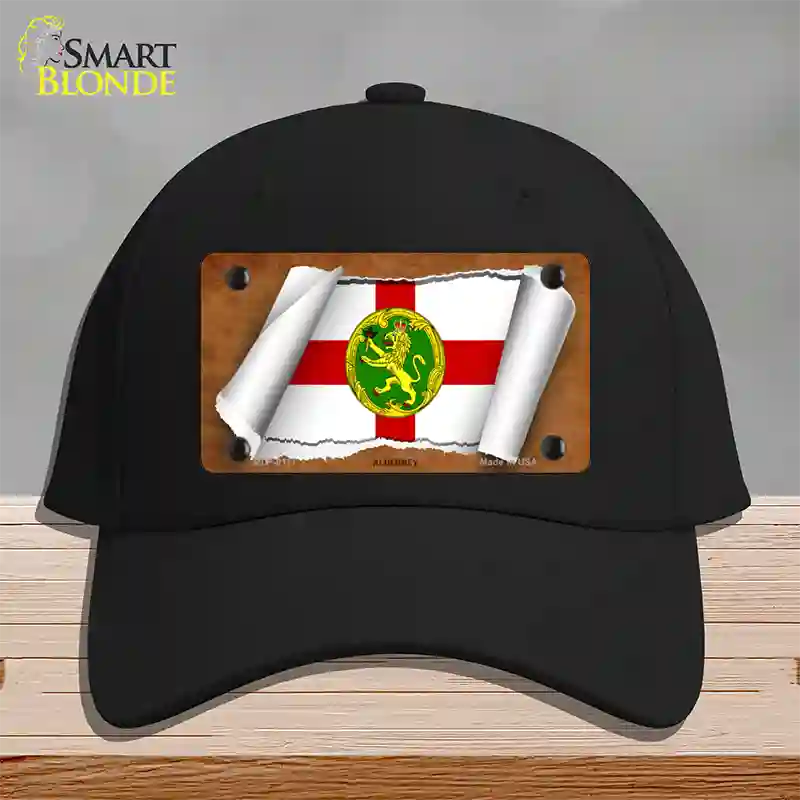 Alderney Flag Scroll Novelty License Plate Hat Cotton / Black