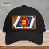 Asean Flag Scroll Novelty License Plate Hat Cotton / Black