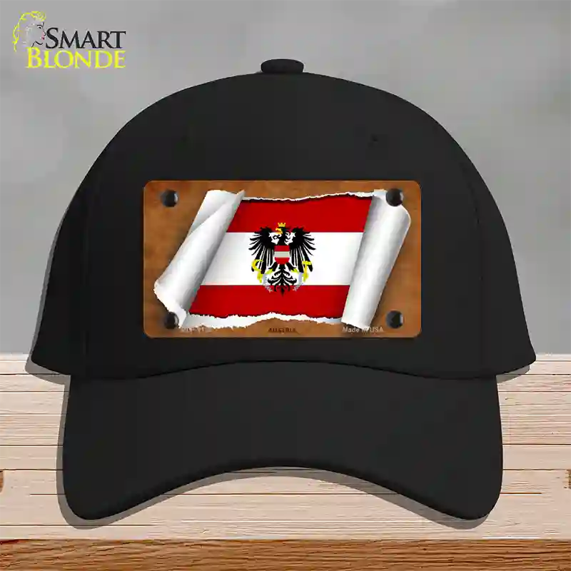 Austria Flag Scroll Novelty License Plate Hat Cotton / Black