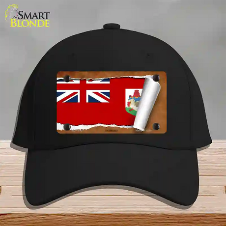 Bermuda Flag Scroll Novelty License Plate Hat Cotton / Black