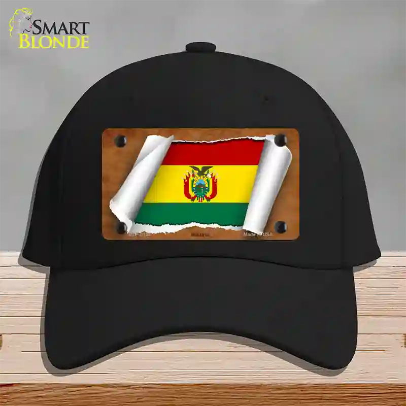 Bolivia Flag Scroll Novelty License Plate Hat Cotton / Black