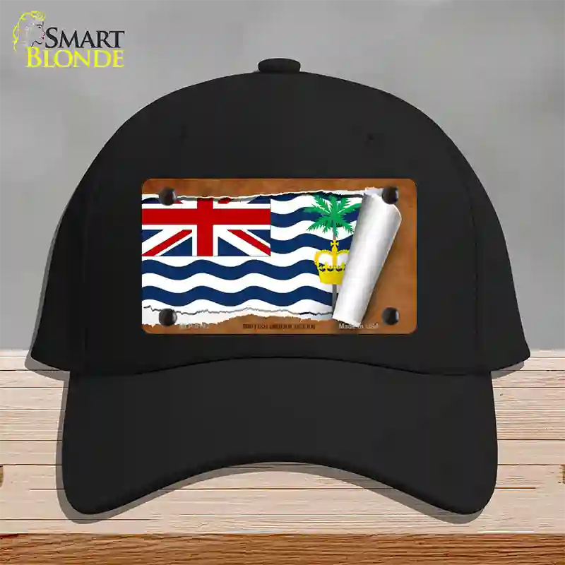 British Indian Ocean Flag Scroll Novelty License Plate Hat Cotton / Black