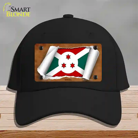 Burundi Flag Scroll Novelty License Plate Hat Cotton / Black