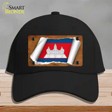 Cambodia Flag Scroll Novelty License Plate Hat Cotton / Black