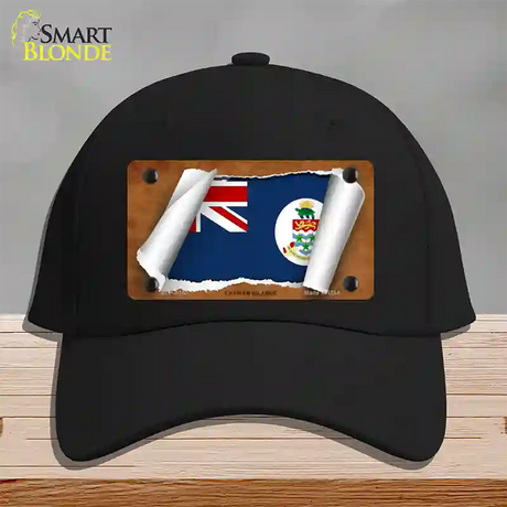 Cayman Islands Flag Scroll Novelty License Plate Hat Cotton / Black