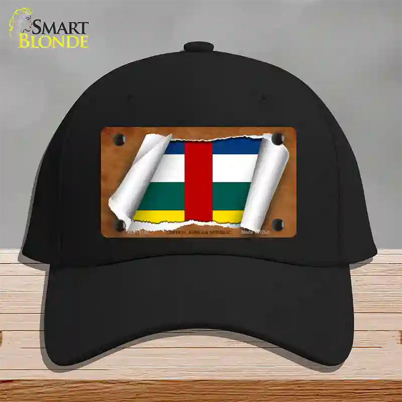 Central African Republic Flag Scroll Novelty License Plate Hat Cotton / Black