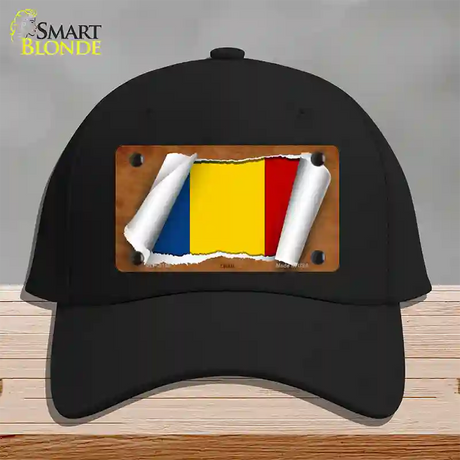 Chad Flag Scroll Novelty License Plate Hat Cotton / Black