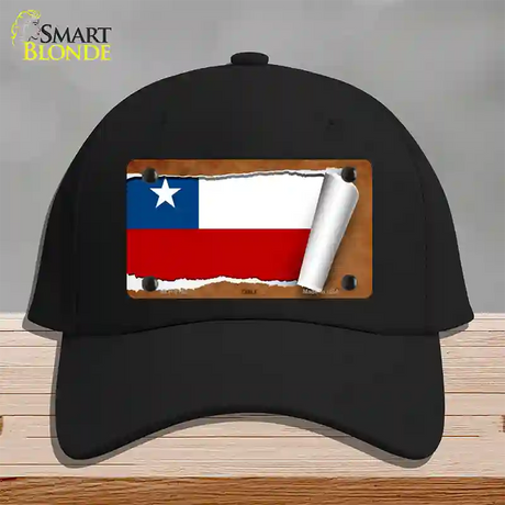 Chile Flag Scroll Novelty License Plate Hat Cotton / Black