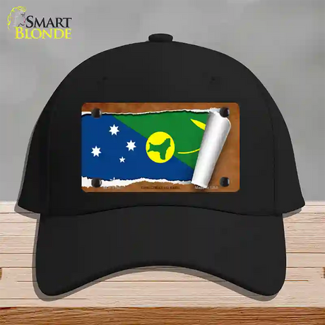 Christmas Islands Flag Scroll Novelty License Plate Hat Cotton / Black