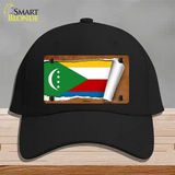 Comoros Flag Scroll Novelty License Plate Hat Cotton / Black