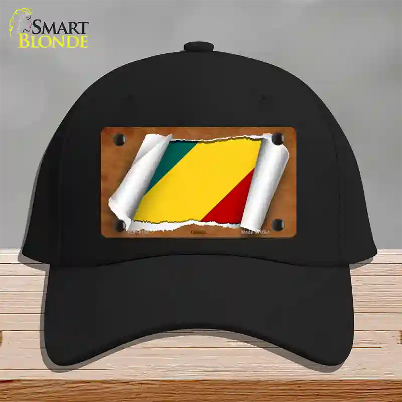 Congo Flag Scroll Novelty License Plate Hat Cotton / Black