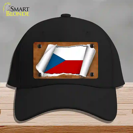 Czech Republic Flag Scroll Novelty License Plate Hat Cotton / Black