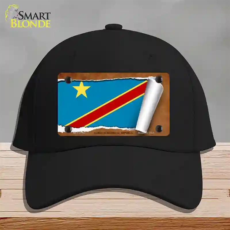 Congo Democratic Republic Flag Scroll Novelty License Plate Hat Cotton / Black