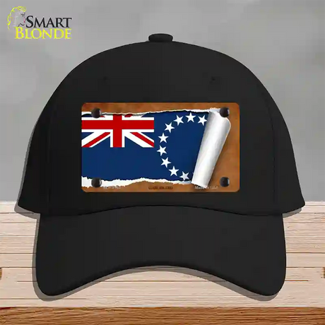 Cook Island Flag Scroll Novelty License Plate Hat Cotton / Black