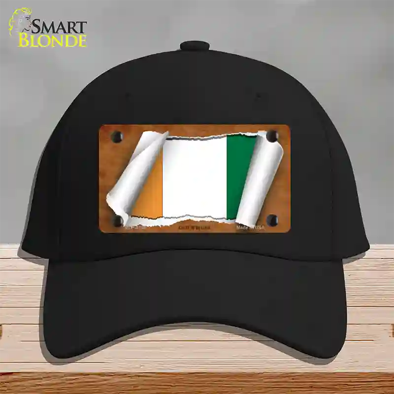 Cote DIvoire Flag Scroll Novelty License Plate Hat Cotton / Black