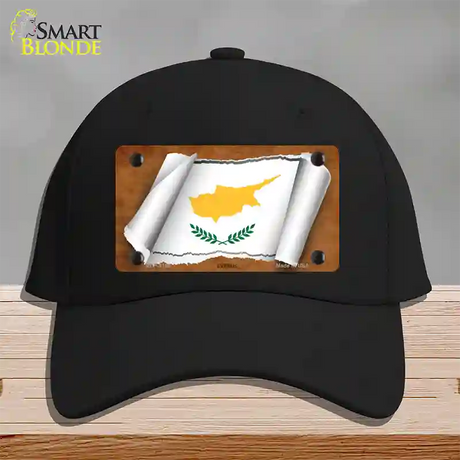 Cyprus Flag Scroll Novelty License Plate Hat Cotton / Black