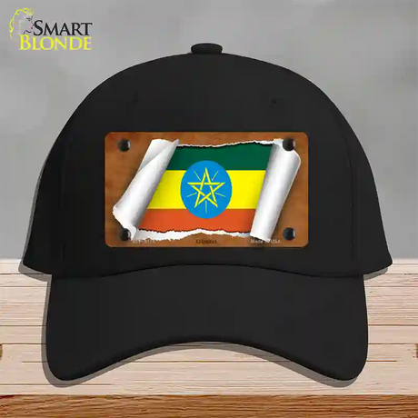 Ethiopia Flag Scroll Novelty License Plate Hat Cotton / Black